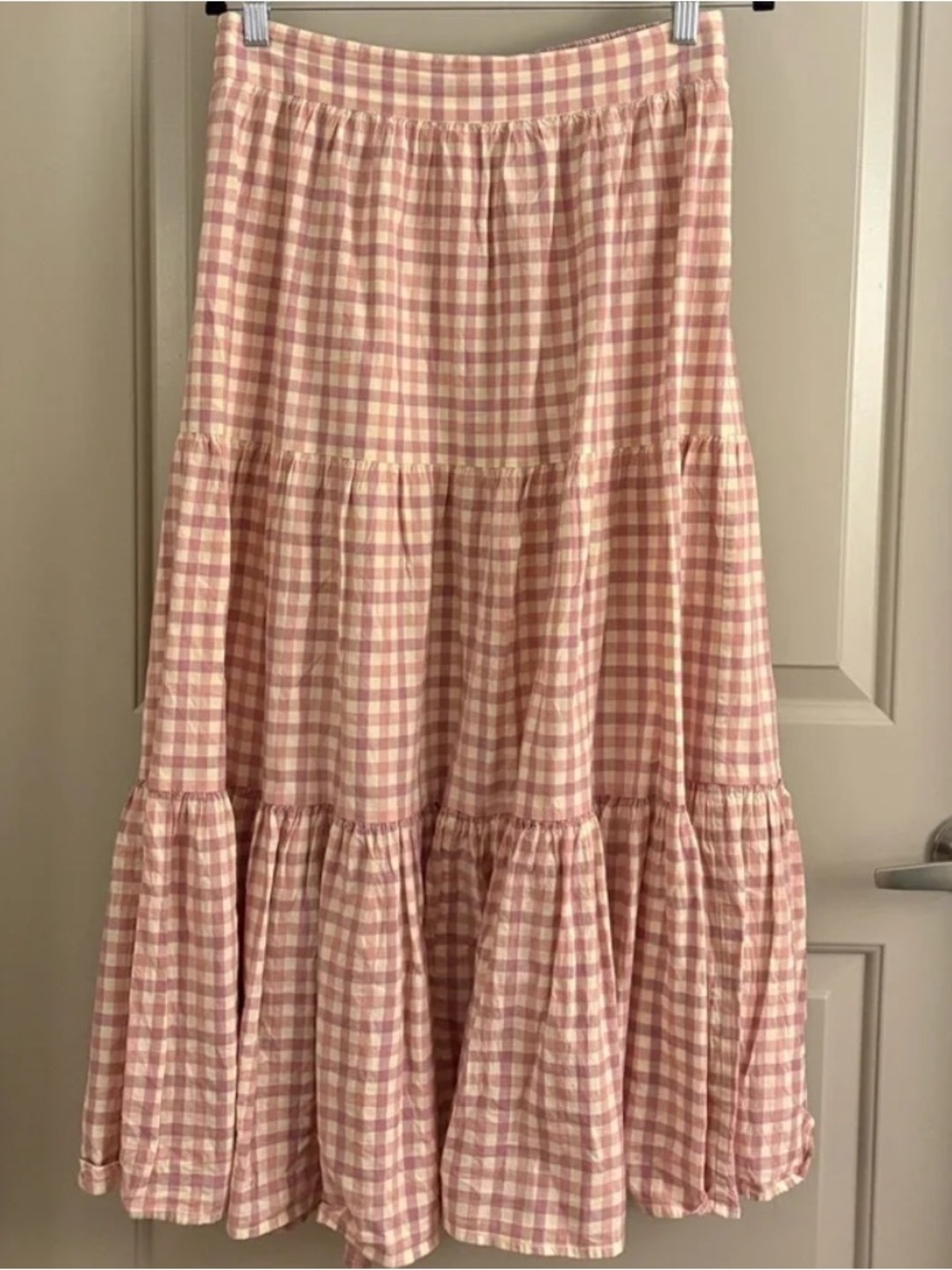 👒Sezane Elota Top and Sakura Skirt Set Pink Gingham Smocked Top and skirt - Picture 7 of 16